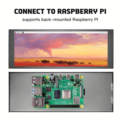 Image of 6.9-inch Bar Display, 1920x480, Metal Shell IPS Portable Monitor with USB-C Port. Compatible with Raspberry Pi, Laptop Aida64 Monitoring, GPU /CPU Stats, and PC Case Mini Screen (P69)