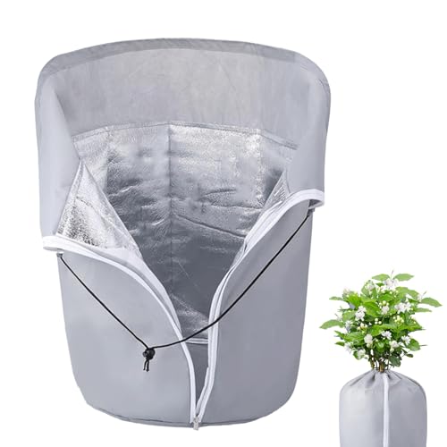 Thermo Topfschutz - Topfpflanzen Schutzbeutel Für Pflanzen - Winter Topfschutz Mit Zugband - Frost Schutz Für Pflanzkübel Pflanztöpfe Für Pflanzen, Oxford + Aluminiumfolie, 45x50cm/45x70cm/65x70cm