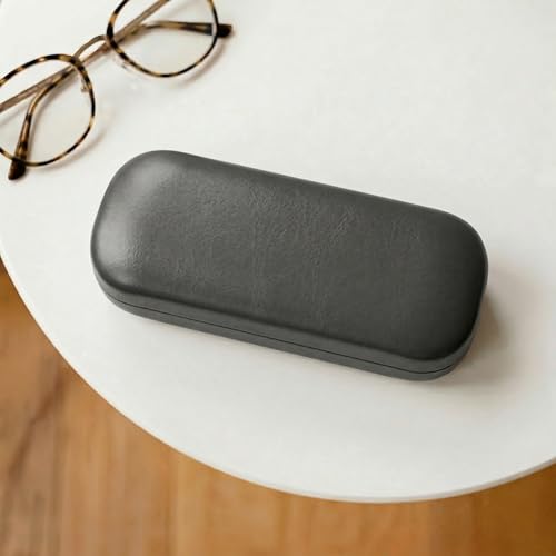 Olicky Hardcase Brillenetui, Softtouch PU Leder Brillenetui, Wird mit einem Mikrofasertuch zur Reinigung geliefert für Sonnenbrille Lesebrille Travel Reise - Schwarz