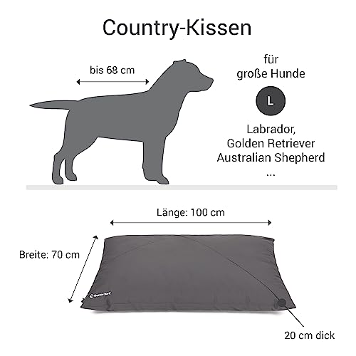 Doctor Bark Country Hundekissen Große Hunde Waschbar - Hundebett Weich - Liegekissen Kuschelig Pflegeleicht - GreenLabel (Country-Kissen - L, Grau)