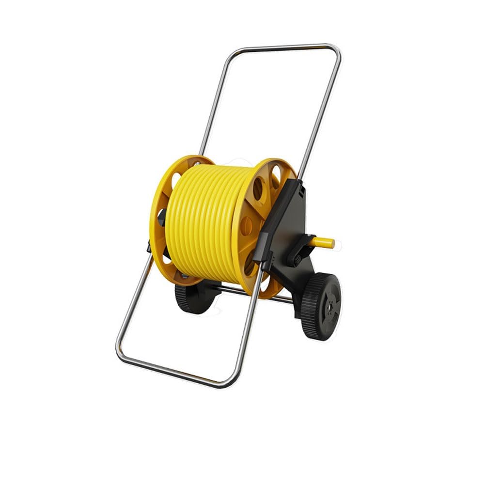 Avvolgitore per tubo giardino con carriola Irrigazione giardino con ruote Stoccaggio del tubo flessibile dell'autolavaggio Avvolgitubo per uso domestico Avvolgitubo agricolo dagiardino 25m-50m giallo