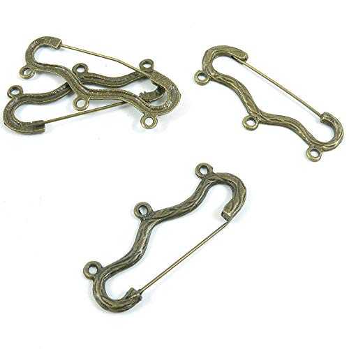 30 PCS Metal Antique Bronze Color Jewelry Making Supplies Charms Beading Crafting Wholesale 23101 Safety Pins Brooch 3 Strand Reducer