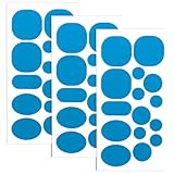 Skystuff 45 Stück Daunenjackenflicken Nylon Reparaturband Selbstklebendes Reparaturband für Jacken, Zelte und Oberbekleidung, runde und ovale Form, himmelblau