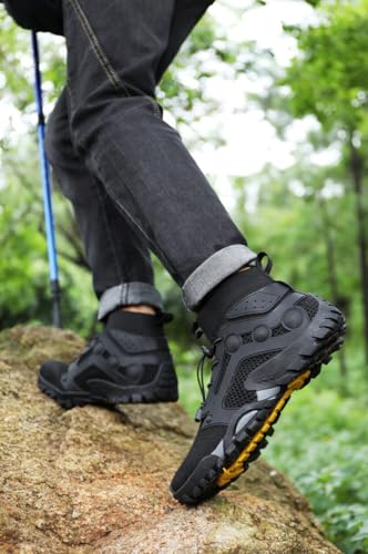 Large Size Men's High Top Hiking Boots - Waterproof Outdoor Shoes with Non-Slip Sole, Breathable Quick-Dry Aqua Shoes for Fishing, Climbing & Trail Running4