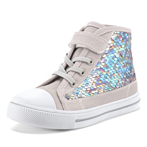 Image of K KomForme Toddler High Top Sneakers Canvas Shoes with Hook and Loops | Lightweight, Breathable