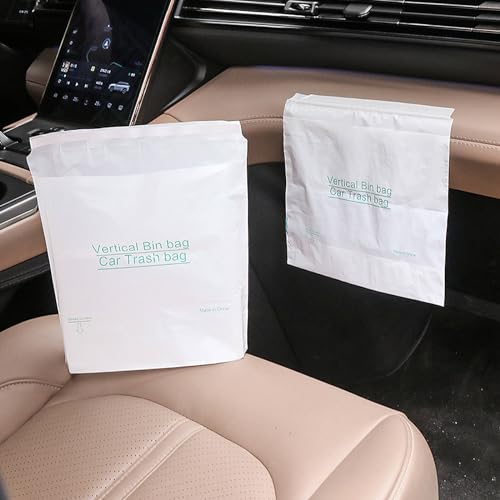 Image of 50pcs Car Trash Bags，Disposable Car Garbage Bags, Portable Waterproof Leak Proof Barf Vomit Bags, Easy Stick-On and Self-standing Cleaning Bags for Cars, Bedrooms, Bathrooms, Offices, Kitchens
