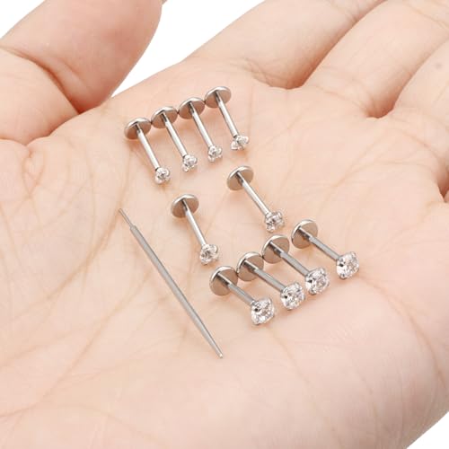 Kridzisw 20G 18G 16G Nose Rings Studs 316L Surgical Steel Flat Back Threadless Push in Nose Studs Screw L-Shaped Nose Rings Tragus Cartilage Helix Earrings Piercing Jewelry for Women Men4