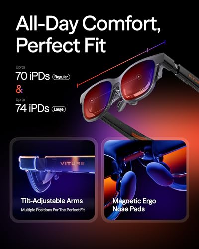 Image of VITURE Luma Pro XR Glasses - 152 inch 1200p 120Hz Ultra Sharp Display, 52 FOV, Electrochromic Film,Myopia Adjustments, Harman Audio, AR Glasses for iPhone 17 /16 /15, Android, Mac, PC, Steam Deck, Switch 2