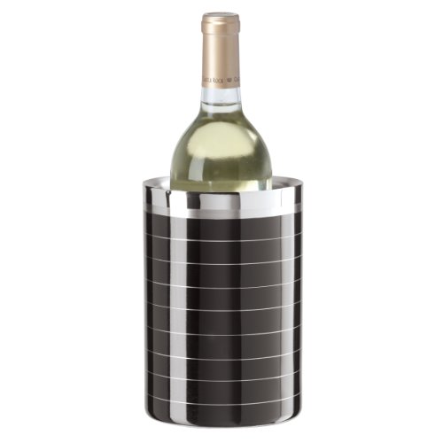 Oggi Stainless Steel Double Walled Wine Cooler, Black Stripe