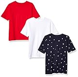 Amazon Essentials Boys' Short-Sleeve T-Shirts, Pack of 3, 3-Pack Star/Red/White, Small