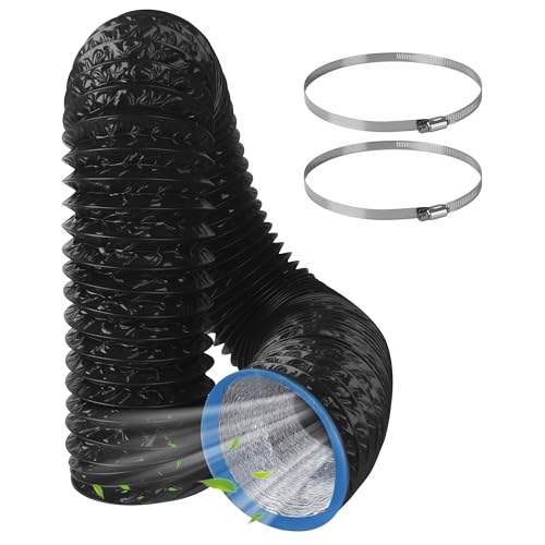 Abluftschlauch Ø150mm, 3M PVC Flexrohr mit 2 Edelstahl Schlauchschellen, Flexibler Lüftungsschlauch für Mobile Klimaanlage, Trockner,...