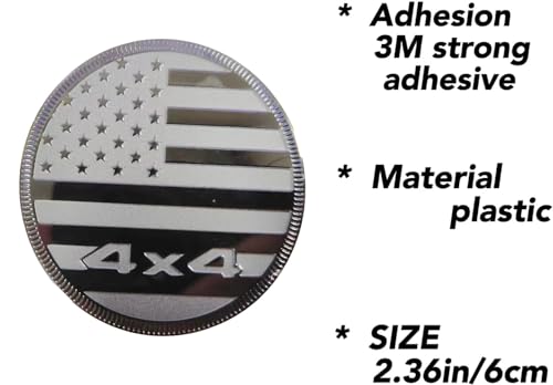Image of 4 x 4 Metal Automotive Badge 3D Metal Emblems Round Emblem Decals Car Badge Decals Stickers Compatible with Jeep Wrangler Vehicles Trucks SUV (Black National Flag)
