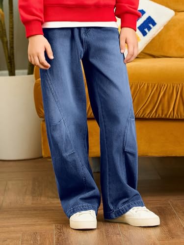 Haloumoning Boys Cargo Jeans Kids High Waisted Baggy Pants Casual Demin Pants with Multi Pockets 5-14 Years3