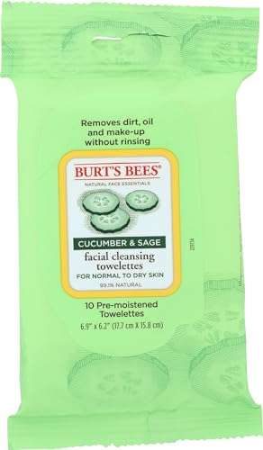 Image of Burts Bees Facial Cleansing Towelettes - Cucumber & Sage - 10Pc Towelettes
