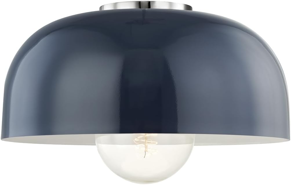 Hudson Valley Lighting Mitzi H199501L-PN/NVY Avery Ceiling Fixtures, 1-Light, 60W, Silver/Navy Finish (14''W x 6.25''H)