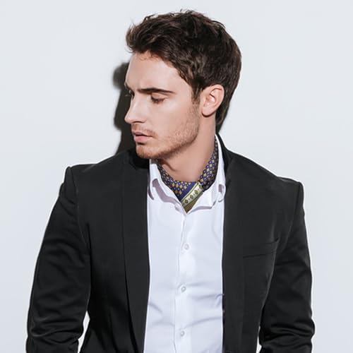 GERINLY Vintage Silk Feel Square Scarf for Men Satin Bandana Tiny Medallion Print Neckerchief Geometry Head Scarf