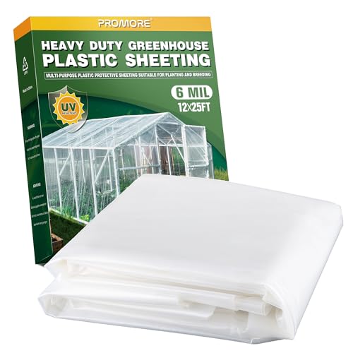 PROMORE Greenhouse Plastic Sheeting 6 Mil 12x25 FT,...