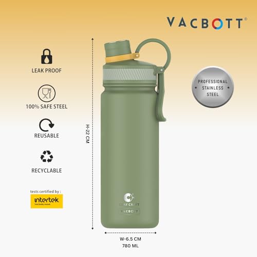 Image of Clay Craft VACBOTT Zing Double Walled 18 Hours Hot and 24 Hours Cold Insulated Flask 780ML, 2 Pcs|Easy to Carry|Gym Bottle|Home|Kitchen|Hiking|Travel Bottle|BIS Certified|1Year Limited Warranty