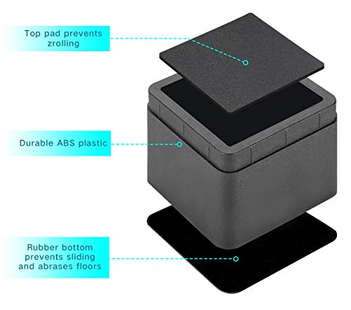 BTSD-home Bed Risers 2 or 4 Inch Heavy Duty Stackable Furniture Risers for Sofa Table Couch Chair Bed Raisers Blocks 4 Pack Black