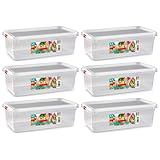 Tradineur - Pack de 6 Fiambreras modelo Frost Nº 6 - Fabricado en plástico - Capacidad de 3,7 L - Apto para congelador y microondas -10,3 x 18 x 32,5 cm