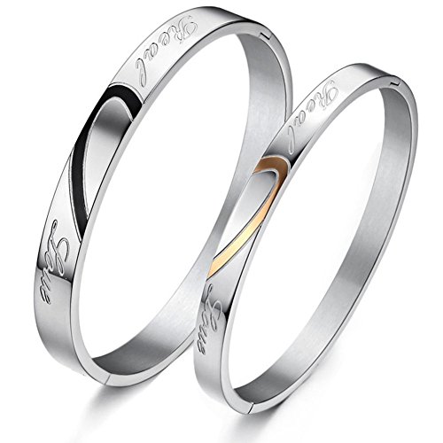 Preisvergleich Produktbild Aituo Paare Armbänder, einfache Art, elegant und großzügig, einzigartige stromlinienförmige Manschette Armbänder, 316L hochwertige Schmuck Titan Stahl, hypoallergen (Stil4)