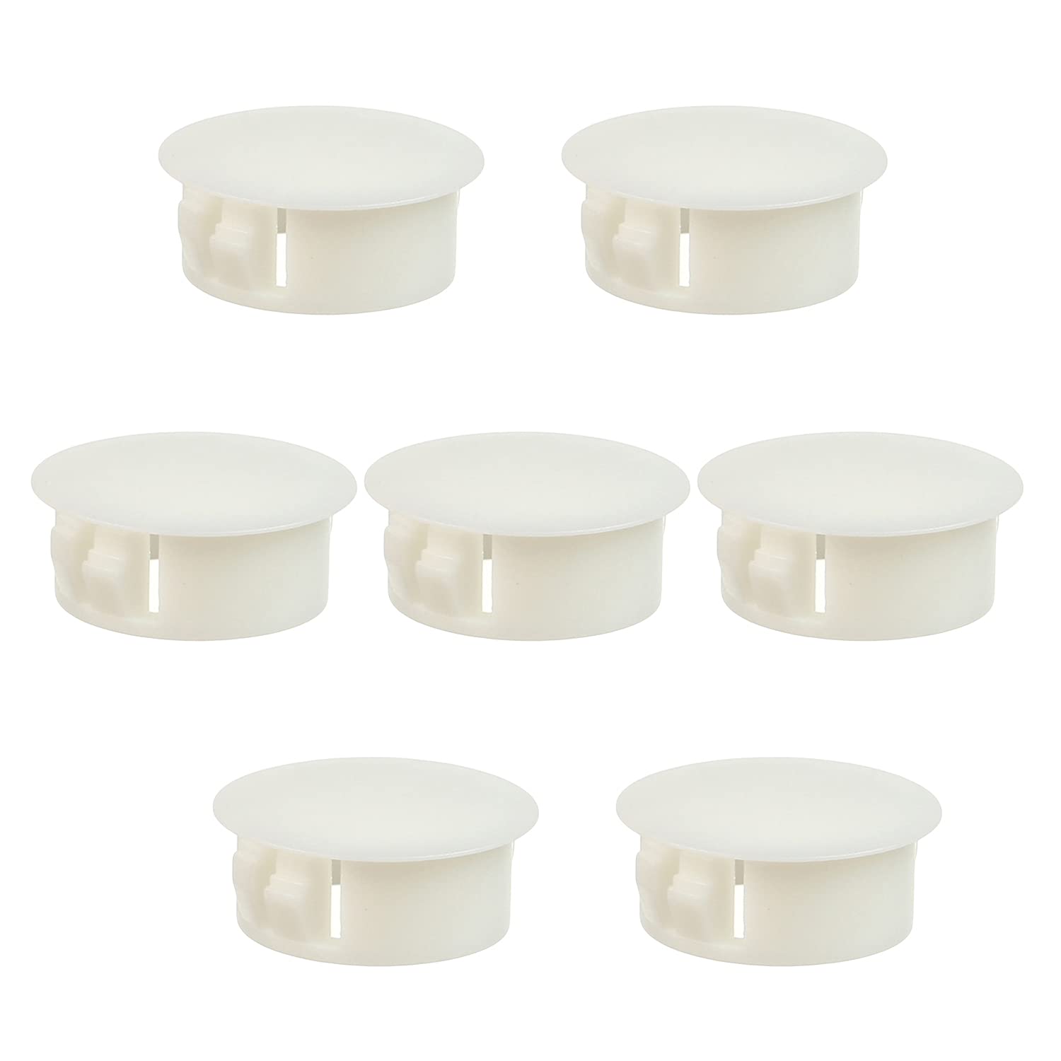 Heyiarbeit 10pcs Hole Plugs 4/5" / 20mm Nylon Plastic Round Snap in Type Locking Hole Tube Furniture Fencing Post Pipe Insert End Caps White Tone