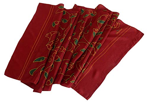 100% Silk Red Scarf. Oblong