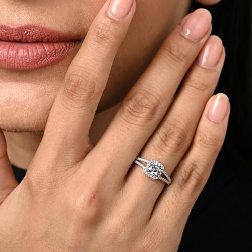 Image of Clara Pure 925 Sterling Silver Cathedral Halo Finger Ring | Swiss Zircon Platinum Plated | Size Adjustable | Gift for Women Girls Wife Girlfriend