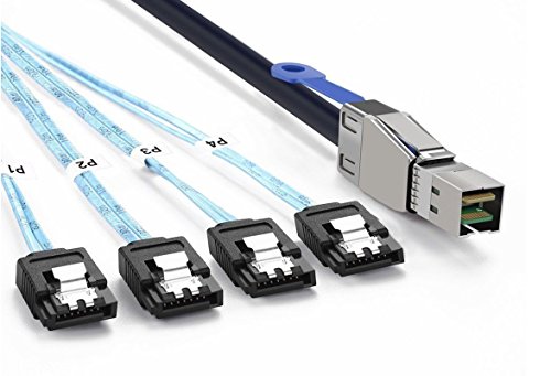 CineRAID CB-44SA-1M External 12G MiniSAS HD (SFF-8644) to 4 Port SATA Cable (1 Meter/3.2 feet)