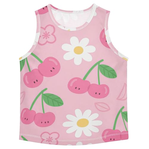 susiyo Cherry and Flowers Boys Sleeveless Tank Top Girls Athletic T Shirt