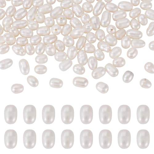 Image of Beadthoven 100pcs Natural Freshwater Cultured Pearls 4-6mm Rice Oval Loose Beads Real Pearls for Summer DIY Bracelet Necklace Earrings Jewelry Making