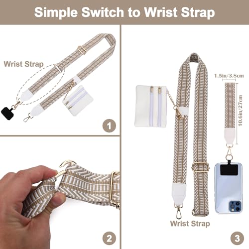 Image of XANGNIER Clip and Go Strap for Phone with Wallet Crossbody, Phone Strap with Zippered Wallet, Adjustable Anti Theft Cellphone Lanyard for Women, Cellphone Chain Accessories,Multicolor 20