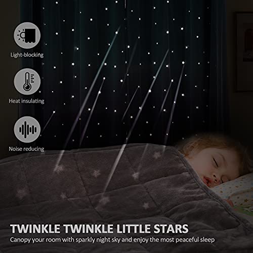 Image of Stiio 2 Panels Star Cutout Blackout Curtains, W52 x L95 inches Blue Purple | Light Blocking; Window Treatment with Sheer Grommet Window Drapes; 2 in 1 Curtain for Girls Kids Bedroom Living Room