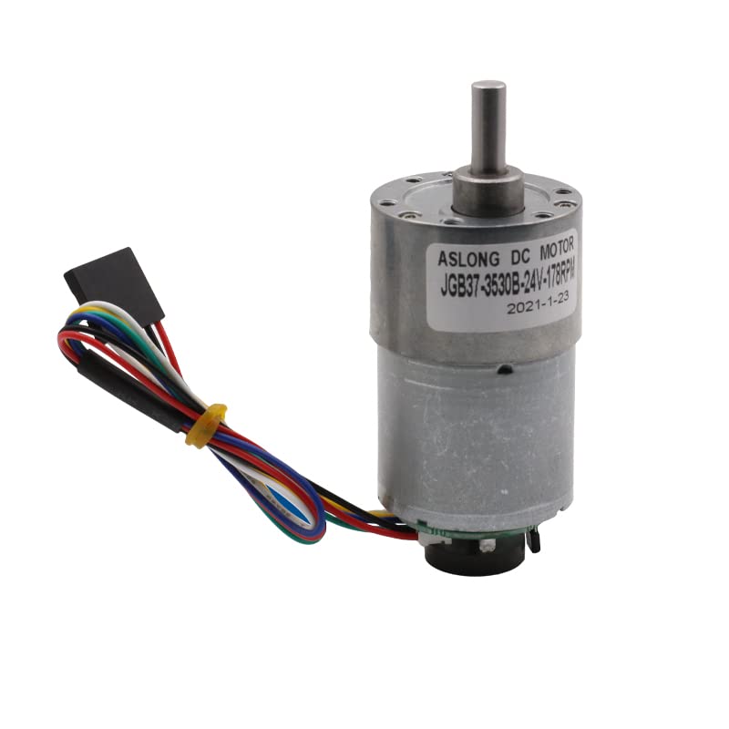 AOLONG For JGB37-3530B 12v 24v High Torque Low Rpm Permanent Magnet Mini Micro DC Gear Motor With Encoder For Testing Speed - (Speed(RPM): 111, Voltage(V): 24V)