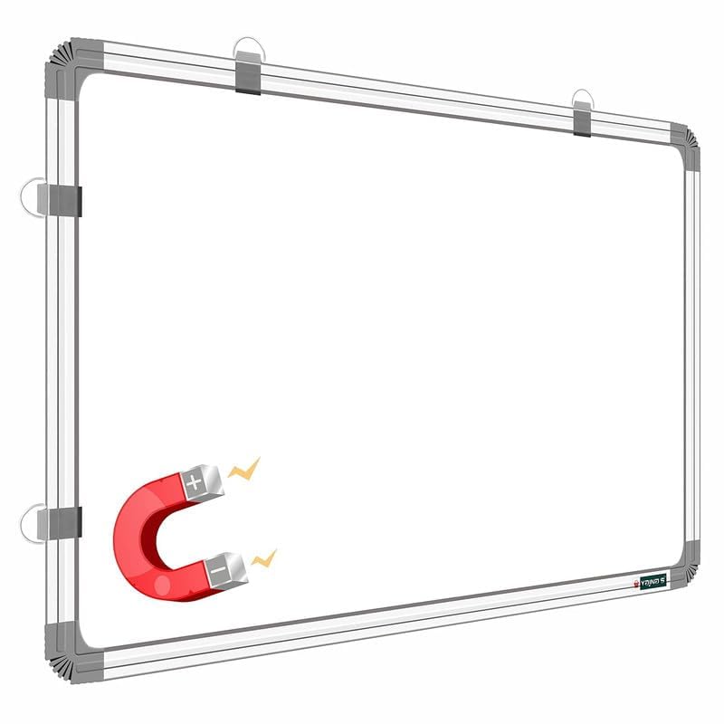 Image of YAJNAS 3x3 Feet Regular Steel Magnetic Whiteboard with Lightweight Aluminium Frame for Office, Meeting and Presentation, Durable White Board