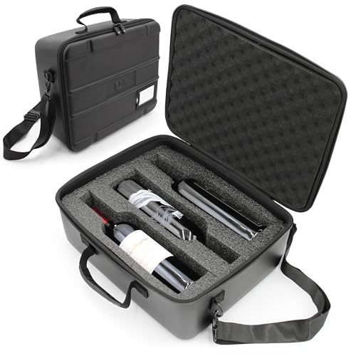 CASEMATIX Wine Travel Case for 3 Bottles with Shock-Absorbing Foam & Adjustable Carrying Strap - Protective Wine Suitcase for Storage, Padded Wine Bag Tote Alcohol Carrying Case