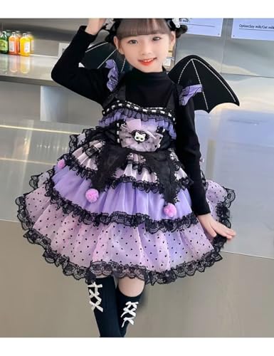 Girl Special Occasion Dresses Shirt Wings 3 Piece Devil Halloween Dress Up Birthday Party3