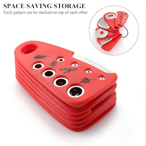 Kitchen Gadgets Set 6 Pieces, Space Saving Cooking Tools Kitchen Accessories-Garlic/Ginger Grinder, Cheese Grater, Vegetable/Fruit Peeler, Pizza Cutter, Herb Stripper, Bottle Opener, Gadgets Gift Set - Image 6