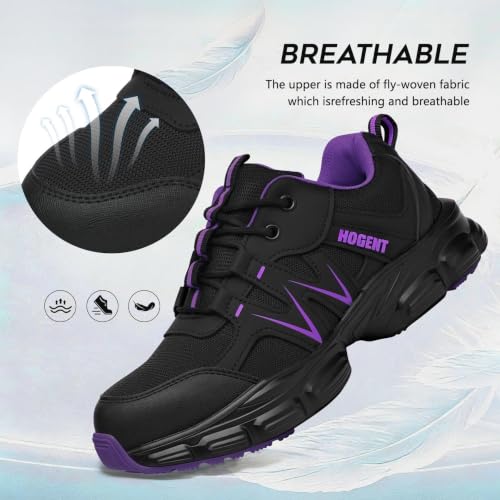 Image of Hogent Steel Toe Shoes for Men Women - Non Slip & Lightweight Work Shoes