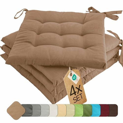 etérea Coussin de Chaise de Jardin 40x40 chaises Exterieur Galette de Chaise Coussins intérieur 4 Pièces de Coussins 40 x 40 cm Taupe
