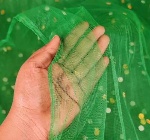 Image of SATYAM KRAFT 5 Meter Multipurpose Net Fabric Cloth for Birthday, Wedding, Valentine, Party, Event, Stage Backdrop, Pooja Background, Tent, Mandap & Festive Decoration Item (Green)