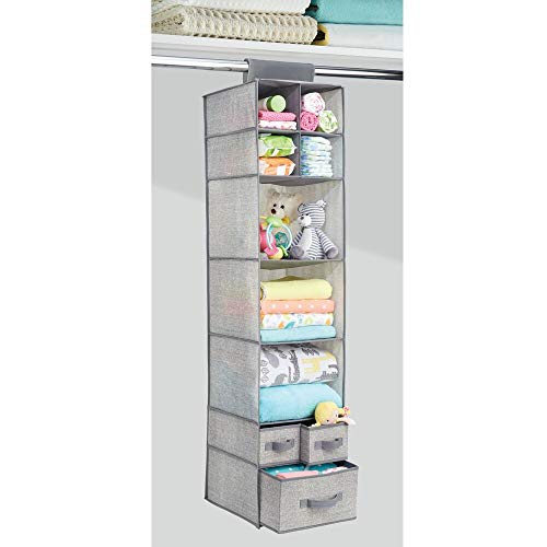 image for mDesign Soft Fabric Over Closet Rod Hanging Storage Organizer with 7 S