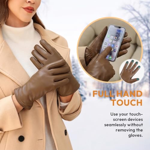 Image of Air Curvey Womens Winter Touch Screen Leather Gloves