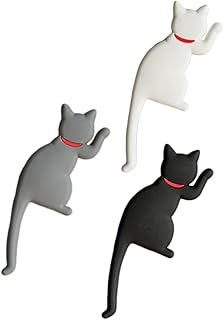 Cabilock 3Pcs Wall Mounted Clothes Hanger Towel Hooks Keychain Hook Scarf Hanger Hanging Hooks cat Wall-Mounted Hooks Soup Wall Hanging Coat Hanger Hook up Tableware Individual Coat Rack
