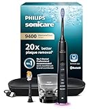 Philips Sonicare DiamondClean Smart 9400, cepillo dental eléctrico, sónico con aplicación, sensor de presión, detección de cabezal de cepillado, negro, modelo HX9917/89