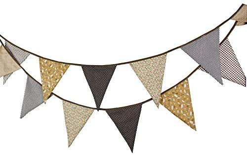 YUIP Banderines de tela de 3,3 m con 12 banderines triangulares de doble cara vintage, guirnaldas de tela, decoración para dormitorio, fiestas de cumpleaños o decoración de boda