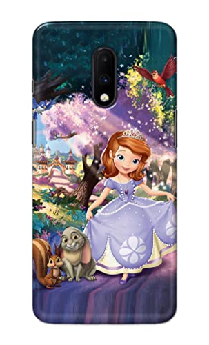 Image of PRINTFIDAA Cartoon Little Girl with Crown and Pet Animals Printed Designer Hard Case for OnePlus 7 Back Cover -(e) RPM1008