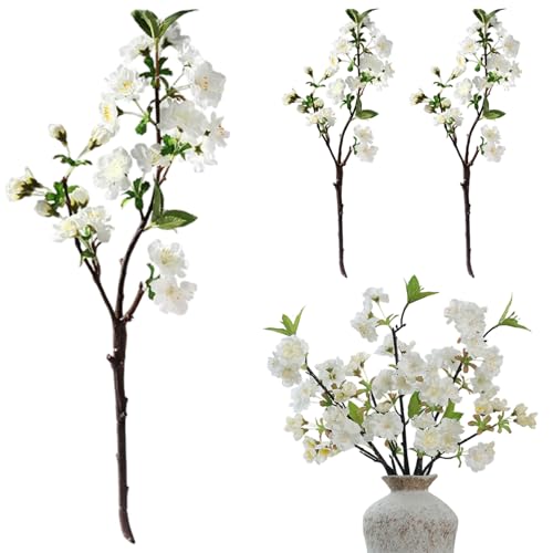 Branches de fleurs cerisier artificielles blanches au design epure
