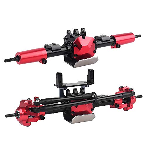 INJORA RC Car CNC Metal Front/Rear Axle with Protector for 1:10 RC Crawler Car Axial SCX10 II 90046 90047 (Both)