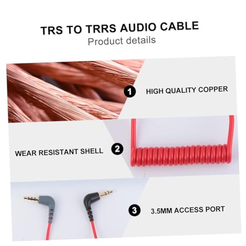 Cable de extensión de audio 3.5mm rojo 0.75m 2 piezas miniatura 7